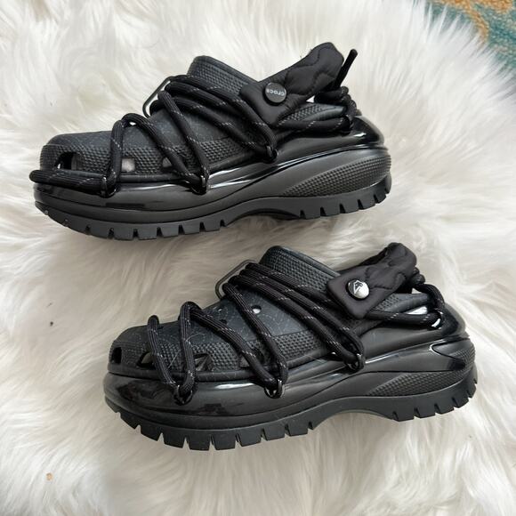 NWOT Rauw Alejandro x Crocs Mega Crush Clog in Black w/ Extra Laces - Picture 2 of 11